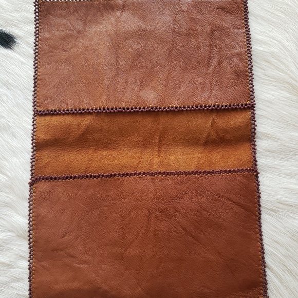 NEW Artist Designed soft leather wallet passport case billfold Hand Beaded. Wow! - Picture 5 of 10
